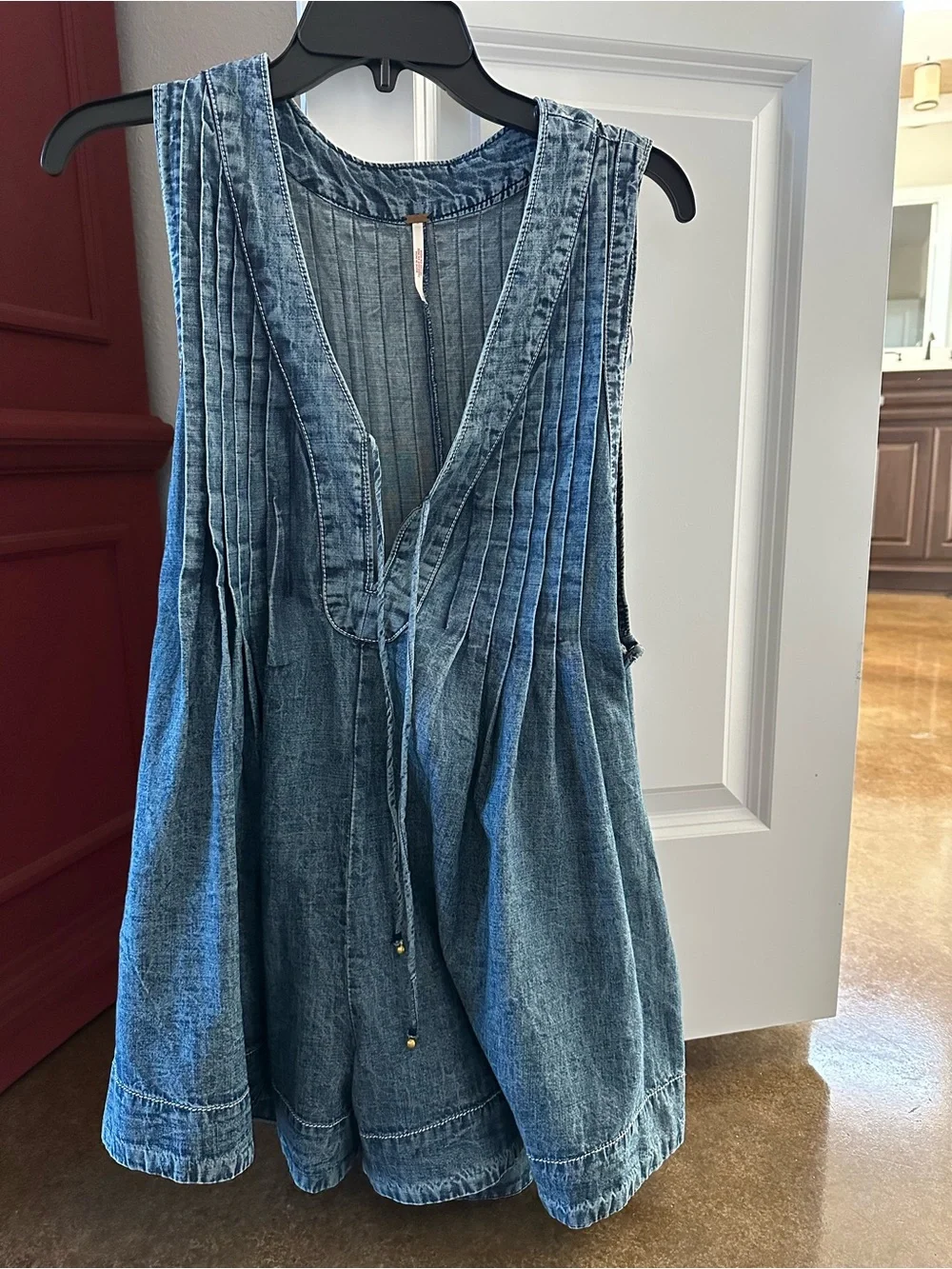 Free People NWOT Webster denim sleeveless romper - Picture 2 of 5